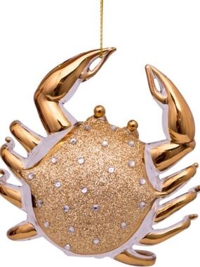 Crab Glass Ornament in gold